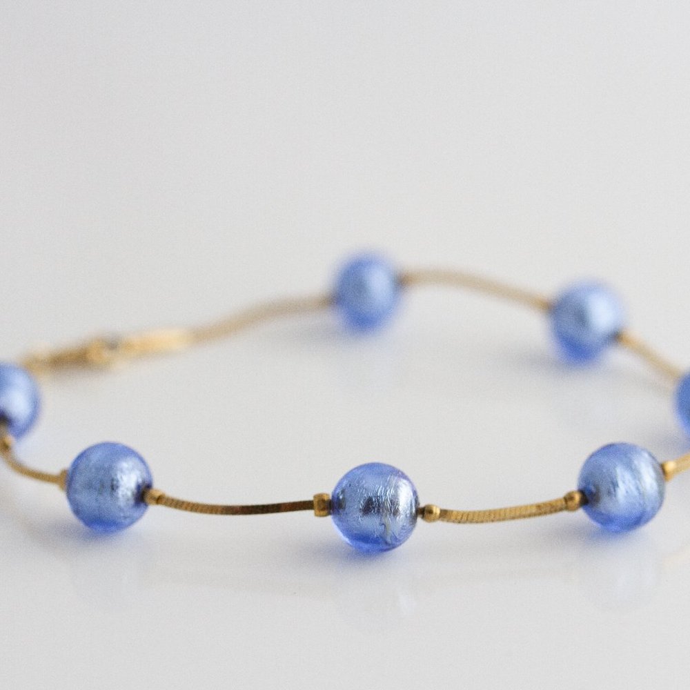 Sterling silver - crystal beading bracelet.
